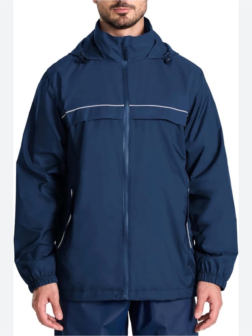 Design Lab Inc Hooded Windbreaker Jacket L Packable Reflective Black